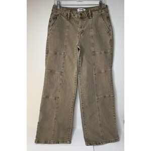 RSQ Jeans Womens Sz 27 Denim Mid Rise Wide Leg Baggy Pants Hippie Grunge Tan